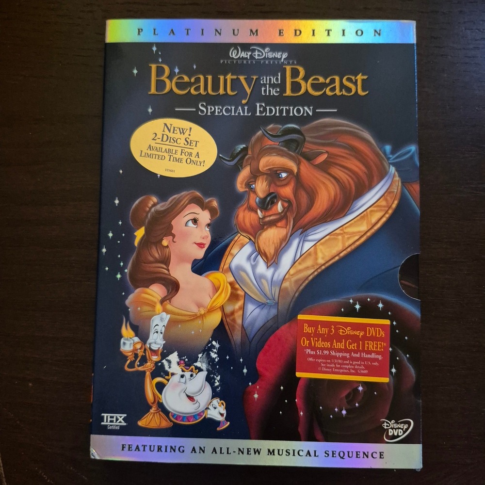 Disney Beauty and the Beast DVD Platinum Special Edition 2-Disc Set Slipcover